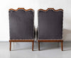 Traditional Pair of Luxurious Teakwood Walnut Wing Chair