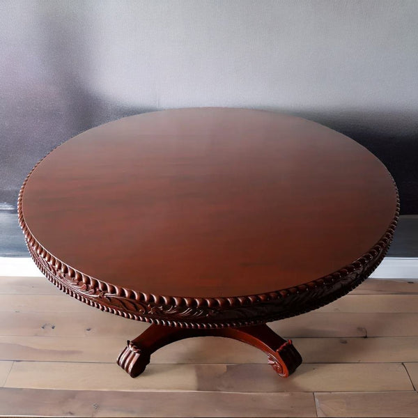 Classic Sheesham Solid Wood Table with Carved Floral Design