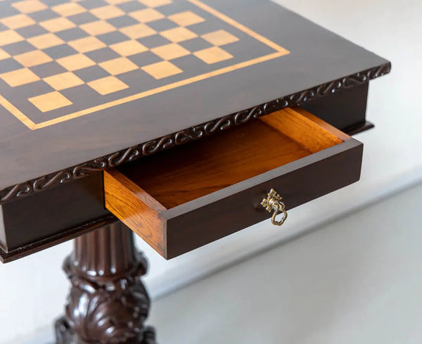 Traditional Classic Rosewood Chess Side Table