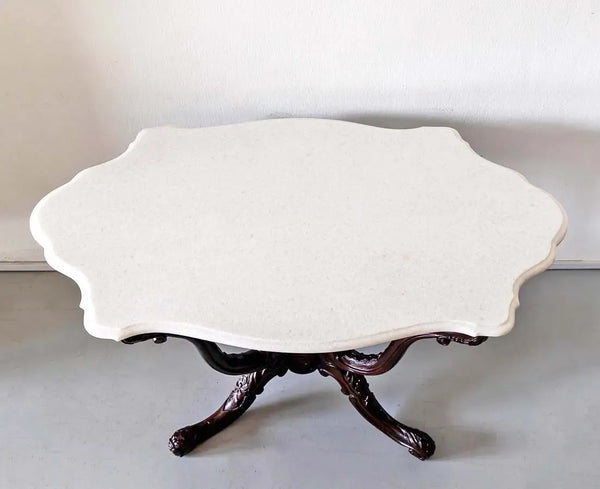 Classic Rosewood Oval Centre Table With Marble Top