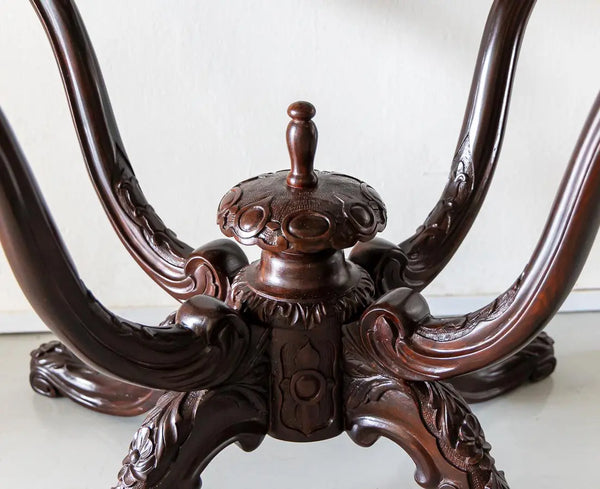 Classic Rosewood Oval Centre Table With Marble Top