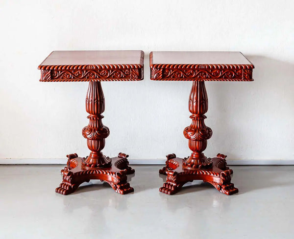 Traditional Pair of Luxurious Teakwood Side Table