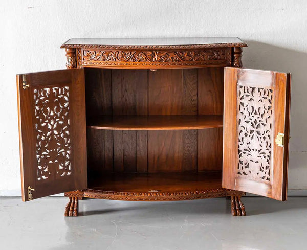 Traditional & Luxurious Teakwood Floral Carved Sideboard