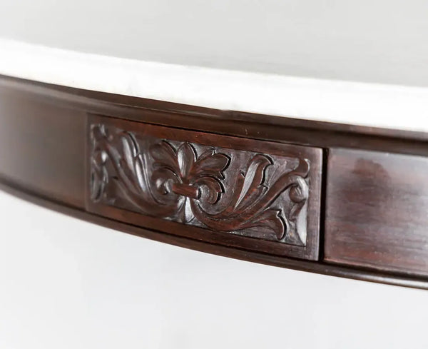 Classic Rosewood Round Dining Table With Marble Top