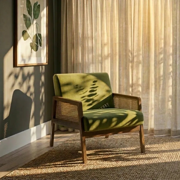 Ashgrove Solid Wood Rattan Arm Chair