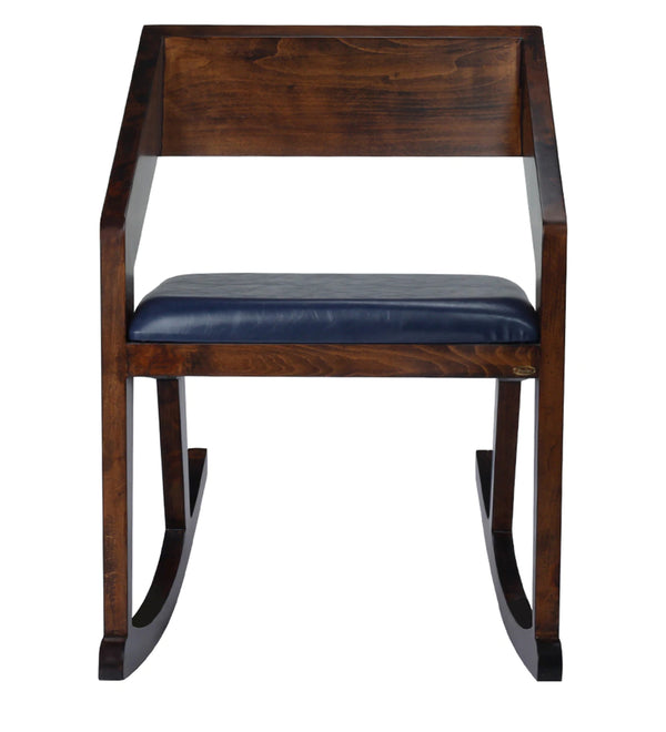 Atlantis Solid Wood Rocking Chair in Brown & Dark Blue Colour