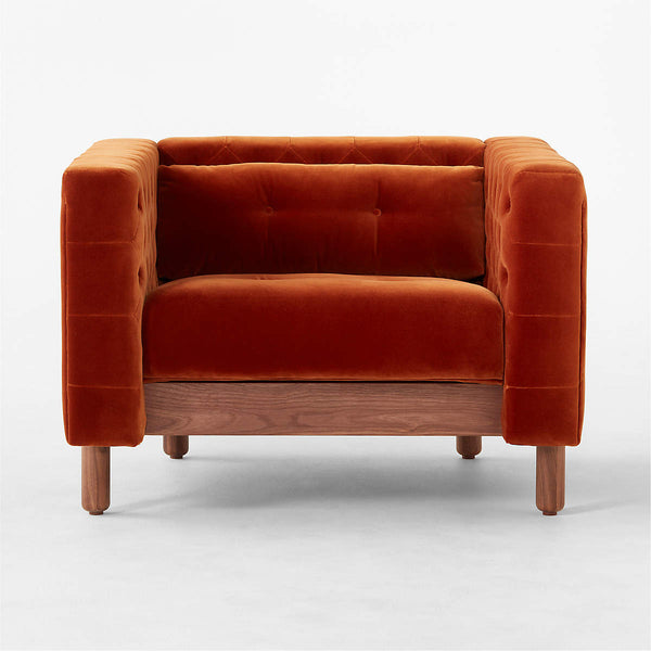 Atlantis Solid Wood & Velvet Single Seater Accent Chairs
