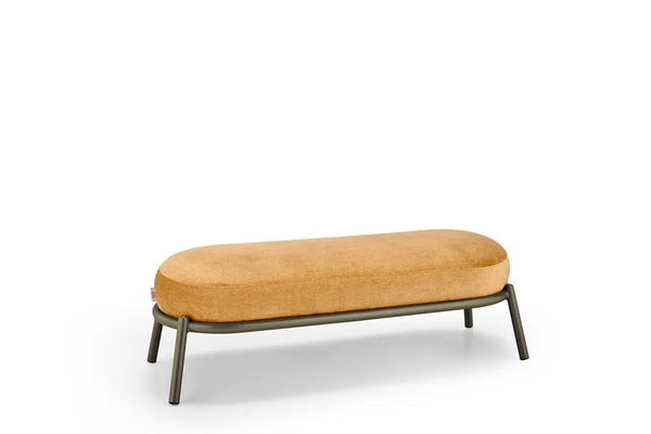 Modern Fabric Entryway Bench | Gold & Brown