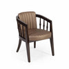Modern Solid Wood Leather Arm Chair - Brown Finish