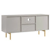 Solid Wood Stripped Design Wide Tv Media Unit - Taupe Finish