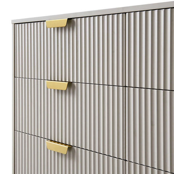 Modern Solid Wood Chest of 6 Drawer - Taupe Finish