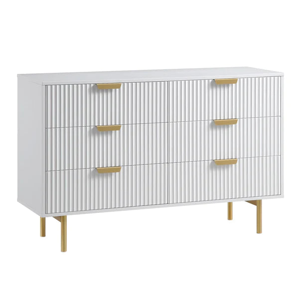 Modern Solid Wood Chest of 6 Drawer - White Finish