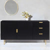 Modern Solid Wood Stripped Design Sideboard - Black finish