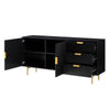 Modern Solid Wood Stripped Design Sideboard - Black finish