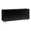 Modern Solid Wood Stripped Design Sideboard - Black finish