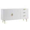 Modern Solid Wood Stripped Design Sideboard - White finish