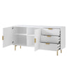 Modern Solid Wood Stripped Design Sideboard - White finish