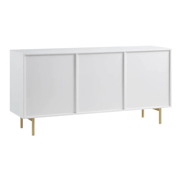 Modern Solid Wood Stripped Design Sideboard - White finish