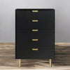 Modern Solid Wood Chest of 5 Drawer - Black Finish