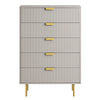 Modern Solid Wood Chest of 5 Drawer - Taupe Finish