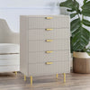 Modern Solid Wood Chest of 5 Drawer - Taupe Finish