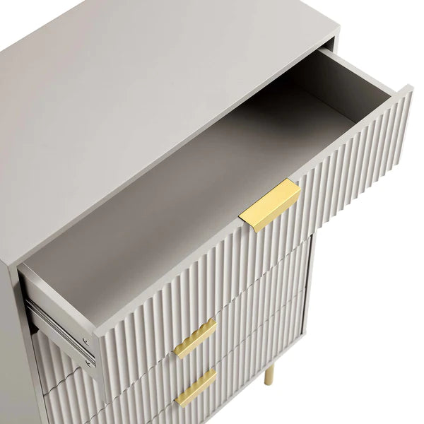 Modern Solid Wood Chest of 5 Drawer - Taupe Finish