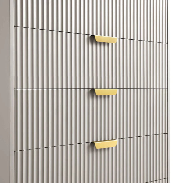 Modern Solid Wood Chest of 5 Drawer - Taupe Finish