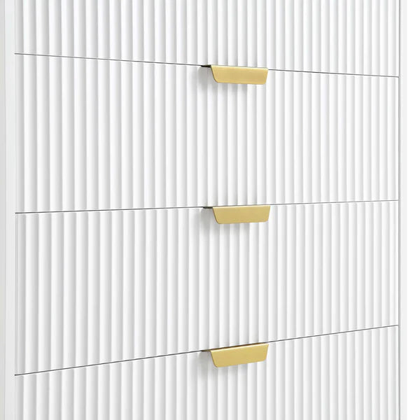 Modern Solid Wood Chest of 5 Drawer - White Finish