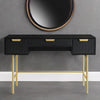 Solid Wood Dressing Table Stripped Design - Black Finish