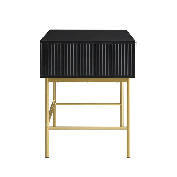 Solid Wood Dressing Table Stripped Design - Black Finish