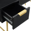 Solid Wood Dressing Table Stripped Design - Black Finish