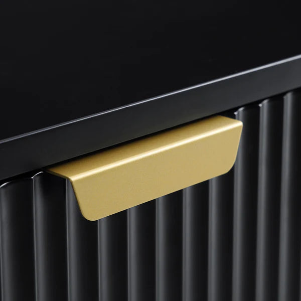 Solid Wood Dressing Table Stripped Design - Black Finish