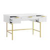 Solid Wood Dressing Table Stripped Design - White Finish