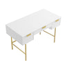 Solid Wood Dressing Table Stripped Design - White Finish