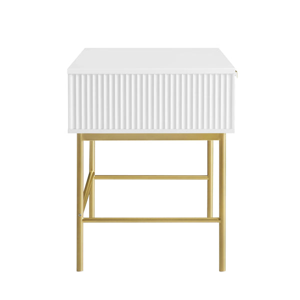 Solid Wood Dressing Table Stripped Design - White Finish