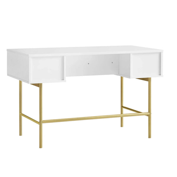 Solid Wood Dressing Table Stripped Design - White Finish