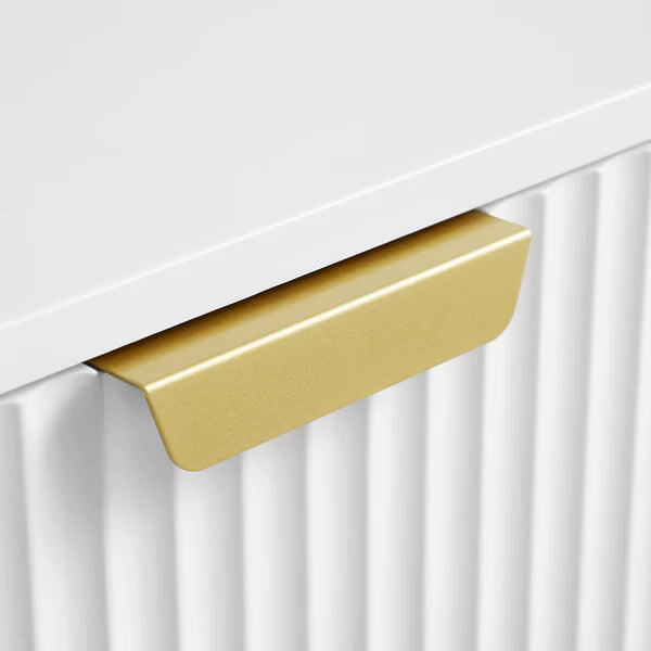 Solid Wood Dressing Table Stripped Design - White Finish