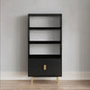 Modern Solid Wood Tall Bookcase With Doors - Black Finish