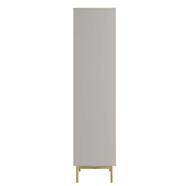 Modern Solid Wood Tall Bookcase With Doors - Taupe Finish