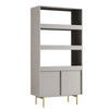 Modern Solid Wood Tall Bookcase With Doors - Taupe Finish