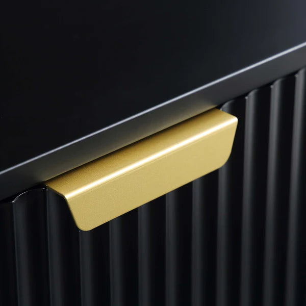 White Solid Wood Coffee Table With Drawer- Black Finish