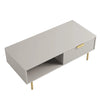 White Solid Wood Coffee Table With Drawer- Taupe Finish
