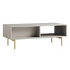 White Solid Wood Coffee Table With Drawer- Taupe Finish