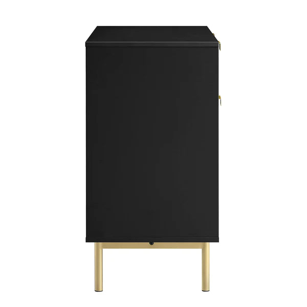 Modern Solid Wood 2- Door Cabinet With Drawers - Black Finish