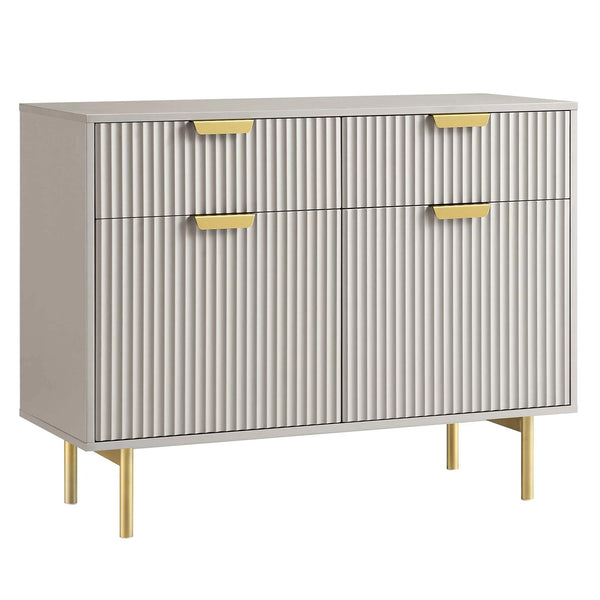 Modern Solid Wood 2- Door Cabinet With Drawers - Taupe Finish