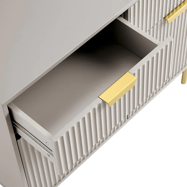 Modern Solid Wood 2- Door Cabinet With Drawers - Taupe Finish