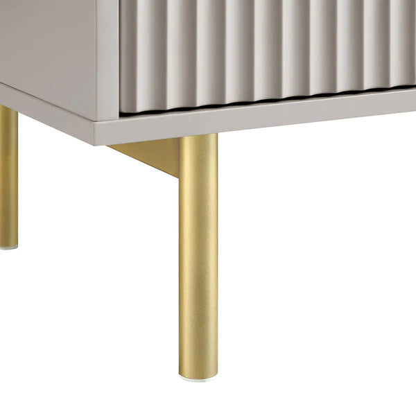 Modern Solid Wood 2- Door Cabinet With Drawers - Taupe Finish