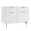 Modern Solid Wood 2- Door Cabinet With Drawers - White Finish