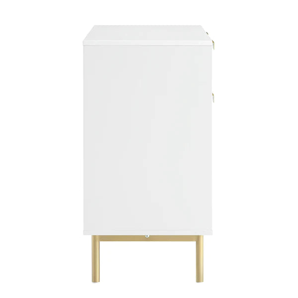 Modern Solid Wood 2- Door Cabinet With Drawers - White Finish