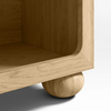 Wooden shelf with a round wooden leg on a white background